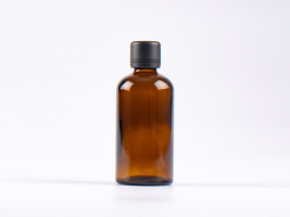 Braunglasflasche 100ml, mit Schraubverschluss & Giessring